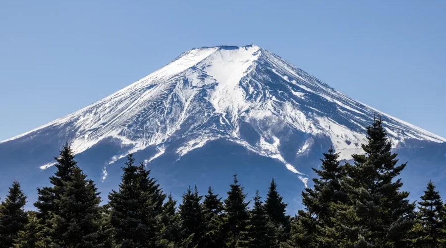 The summit of Mount Fuji, a representative mountain in Japan.