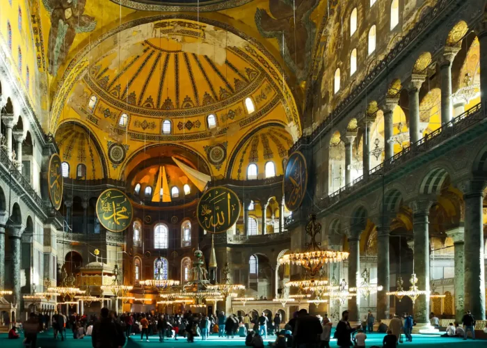 Interior of Hagia Sophia in Istanbul, Turkey