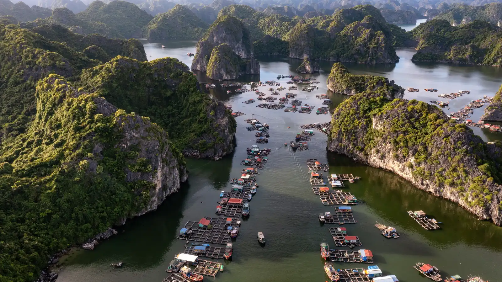 Floating Fishing Village in Lan Ha Bay, Vietnam