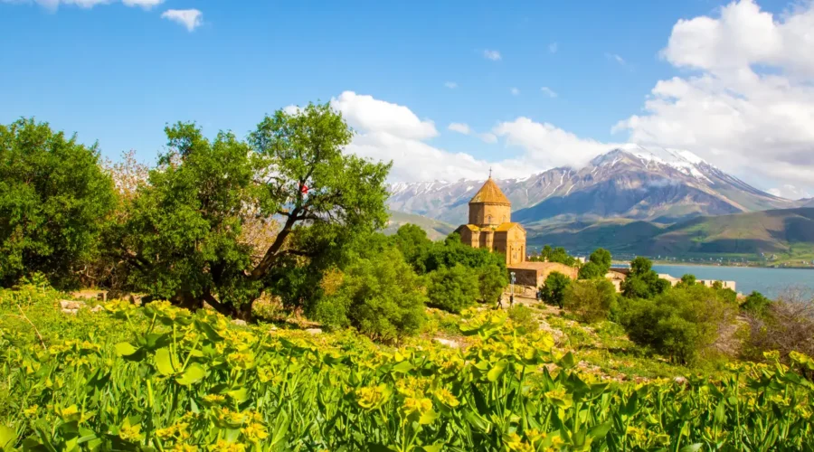 Akdamar Island and Armenian Cathedral in Turkey