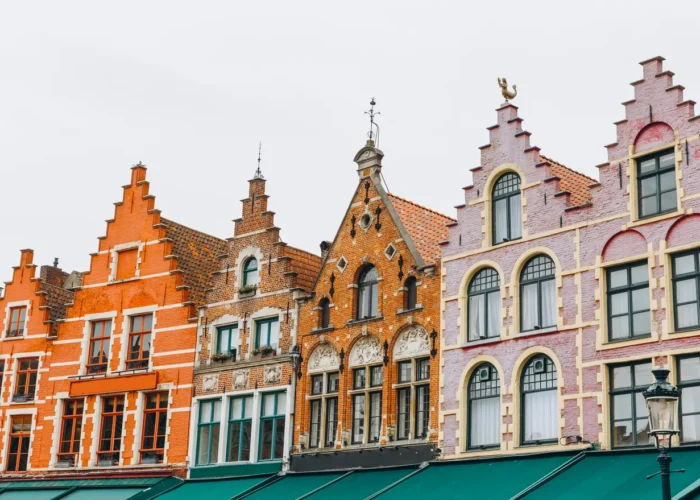 Historic Colored Houses in Bruges, Belgium