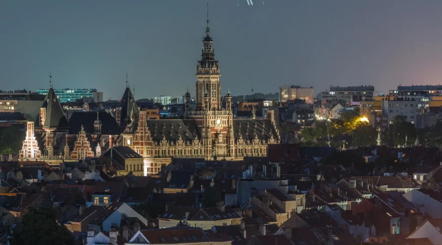 Aerial View of Schaerbeek Town Hall, Brussels, Belgium
