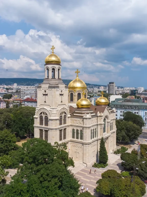 Aerial view of Cathedral of the Assumption in Varna