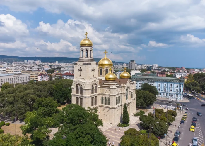 Aerial view of Cathedral of the Assumption in Varna