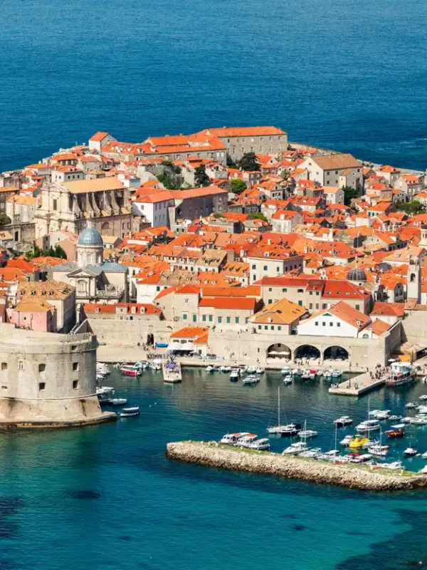 The aerial view of Dubrovnik, a city in southern Croatia.