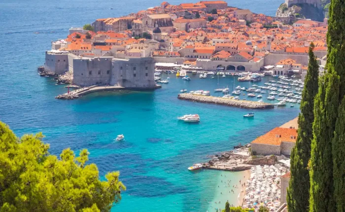 A high view of Dubrovnik Old Town, Croatia