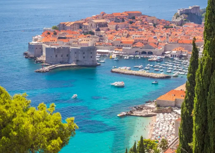 A high view of Dubrovnik Old Town, Croatia