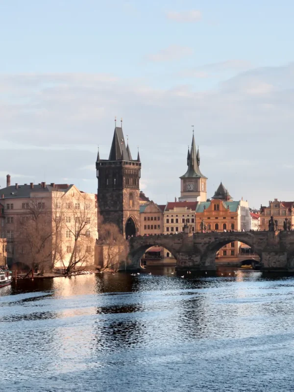 Boat view on the river in Prague, Czech Republic