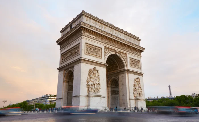 Traffic at Arc de Triomphe in Paris, France
