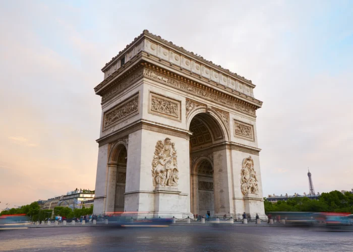 Traffic at Arc de Triomphe in Paris, France