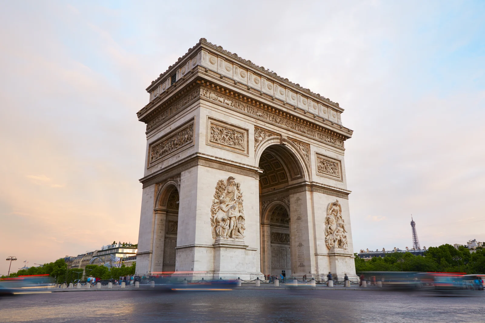 Traffic at Arc de Triomphe in Paris, France