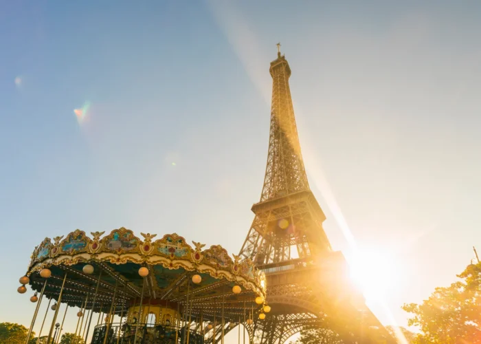Eiffel Tower with Carousel in Paris, France