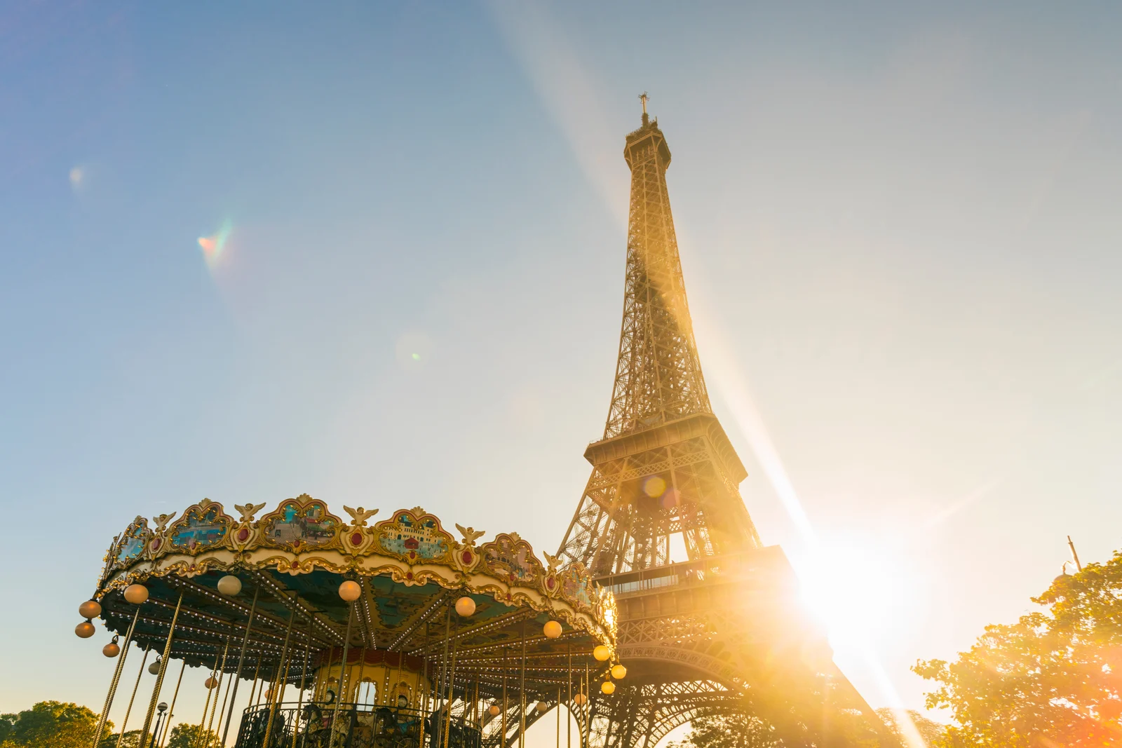 Eiffel Tower with Carousel in Paris, France
