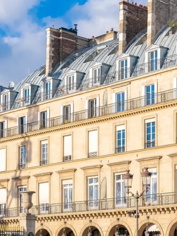 Panorama of Rue de Rivoli in Paris, France
