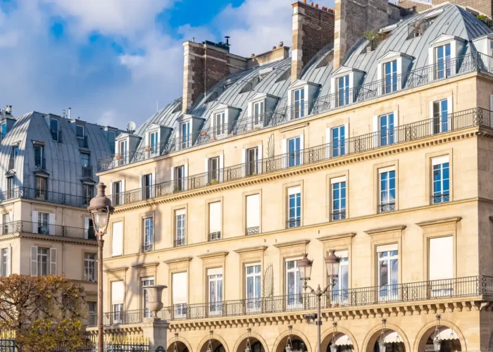 Panorama of Rue de Rivoli in Paris, France