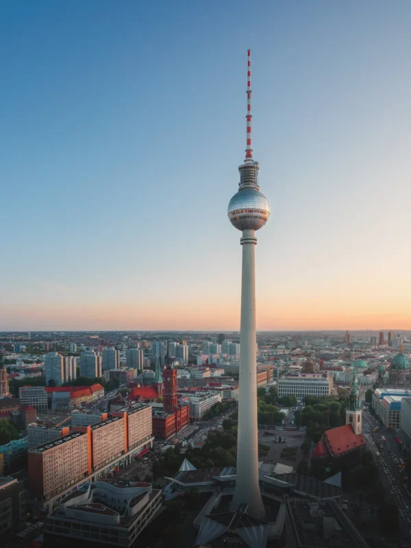 Aerial view of Berlin with Berlin Television Tower (Fernsehturm) - Berlin, Germany