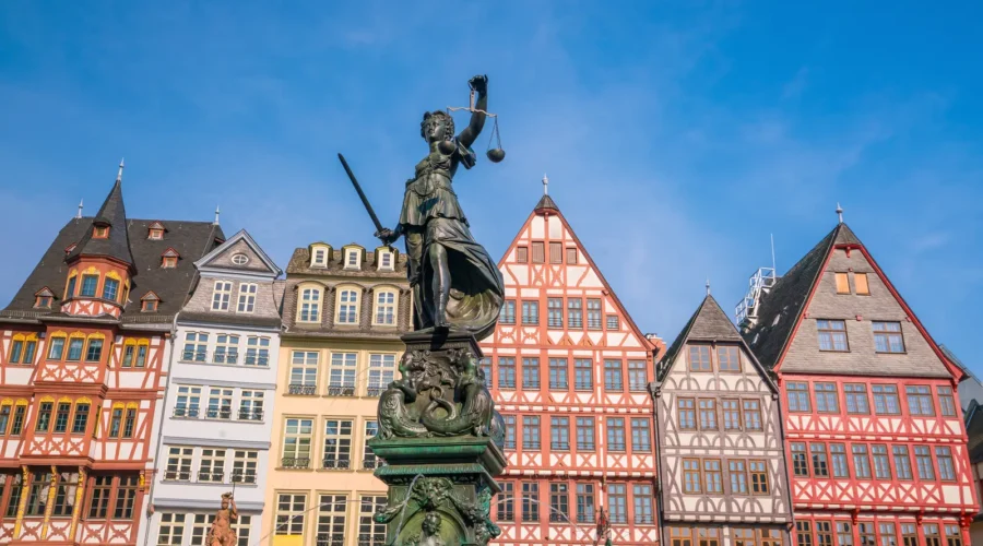 Old town square Romerberg in Frankfurt, Germany