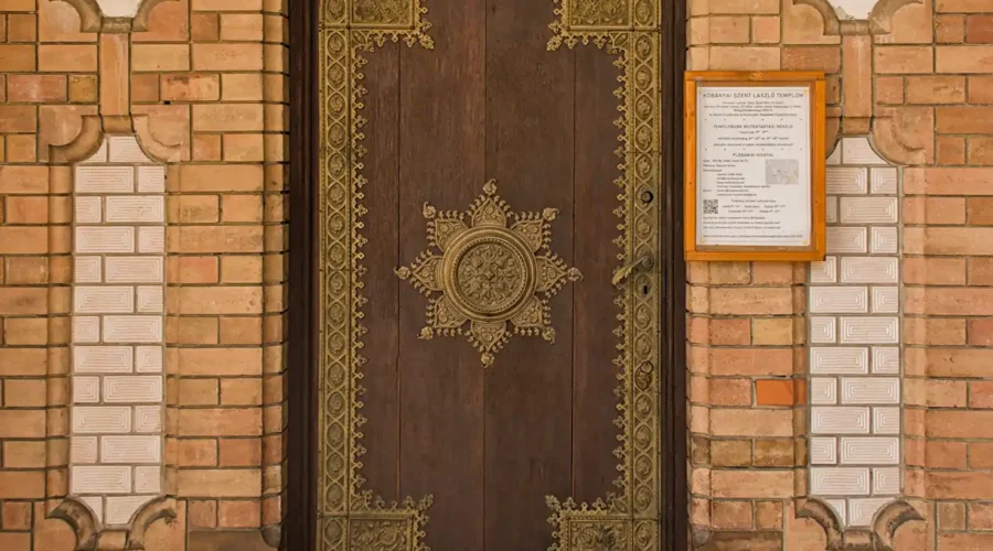 Ornate Door of St. Ladislaus, Budapest, Hungary Ornate door of St. Ladislaus Church in Budapest