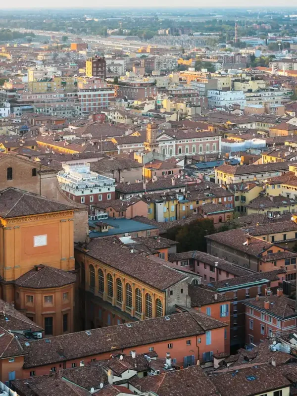 Above view of Basilica San Petronio in Bologna, Italy