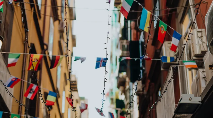 Festive alley in Naples, Italy