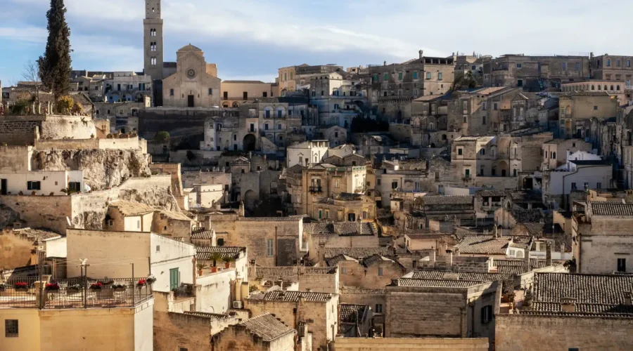 Rooftops of a beautiful Matera town in Italy