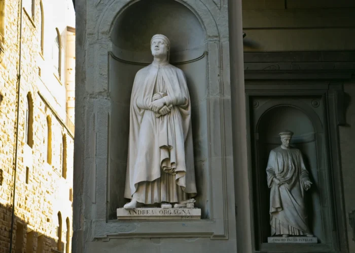 Statues in Uffizi art museum in Florence, Italy