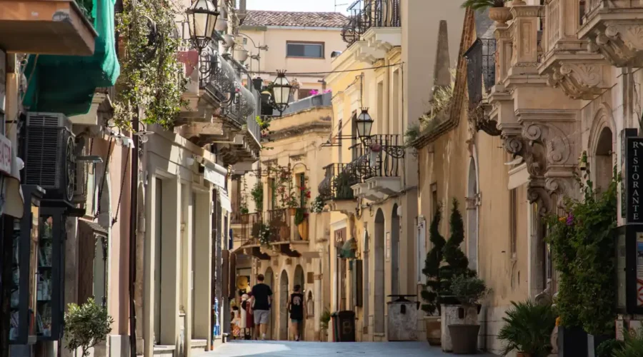 Historic old town of Taormina in Sicily, Italy