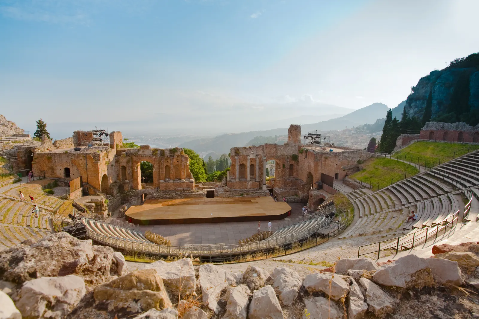 Antique amphitheater Teatro Greco in Taormina, Sicily, Italy