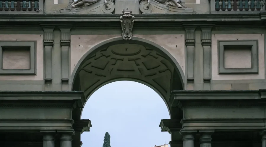 View of Uffizi Gallery building in Florence, Italy