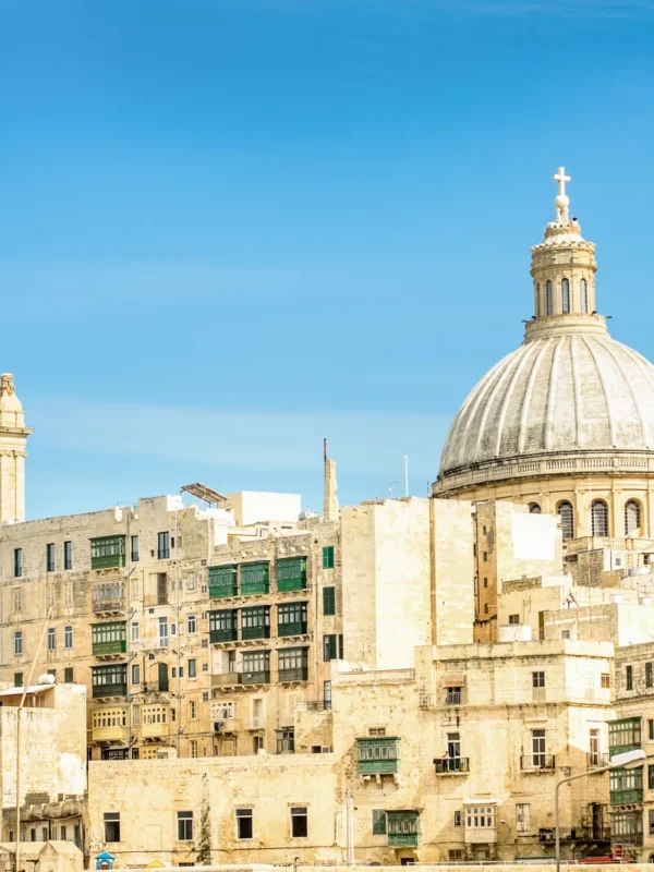 Detail postcard of old town La Valletta, Malta
