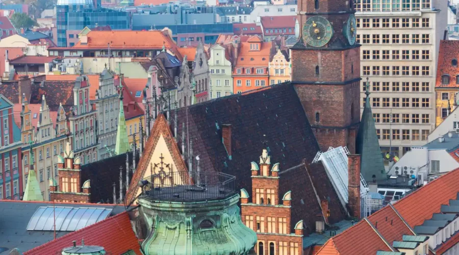 Roofs and Towers of Wroclaw, Poland