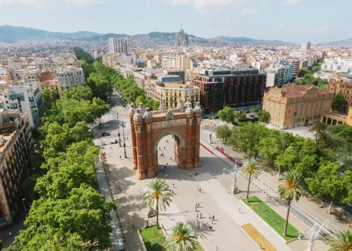 Aerial view of Barcelona Urban Skyline