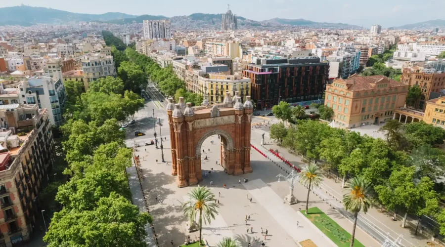Aerial view of Barcelona Urban Skyline