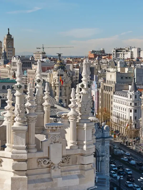 Skyline of Madrid city center in Spain