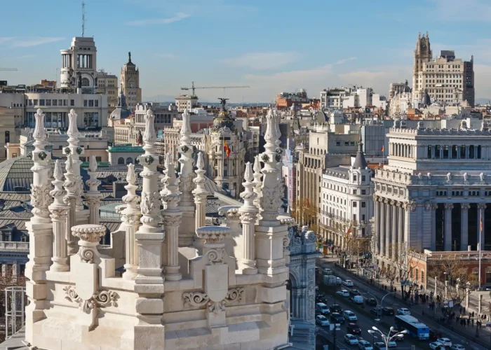 Skyline of Madrid city center in Spain