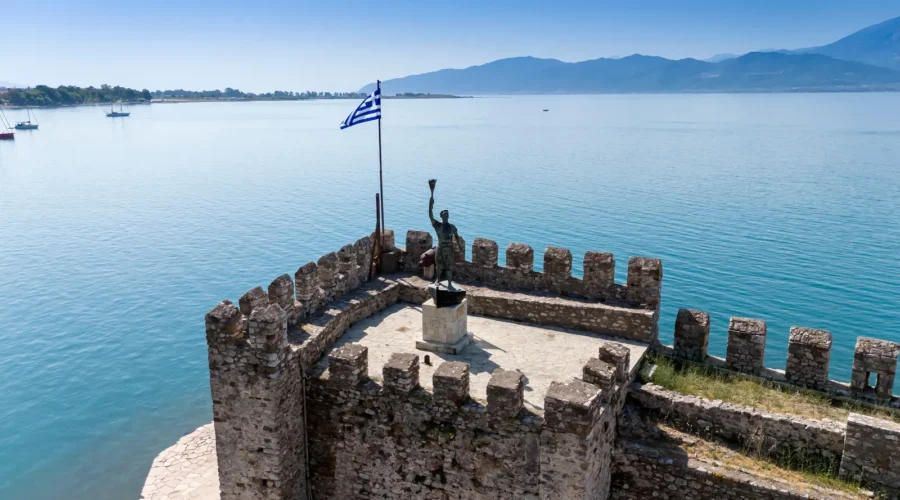 View of the port of Nafpaktos, Greece