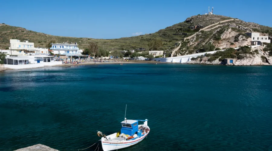 Fishing boat moored at Vari, Syros, Greece