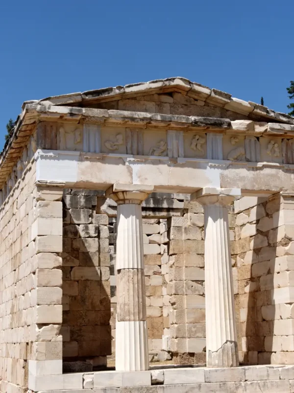 The treasury of the Athenians in Delphi, Greece
