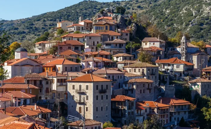 Aerial view of Dimitsana, Greece
