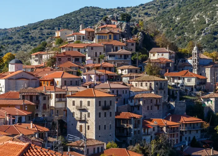 Aerial view of Dimitsana, Greece