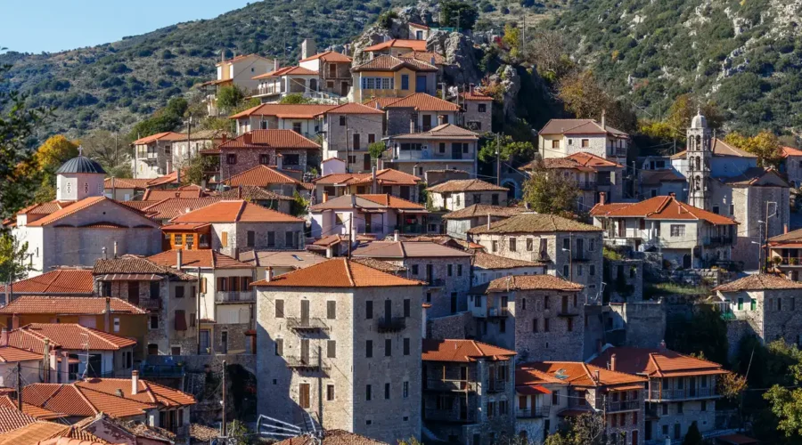 Aerial view of Dimitsana, Greece