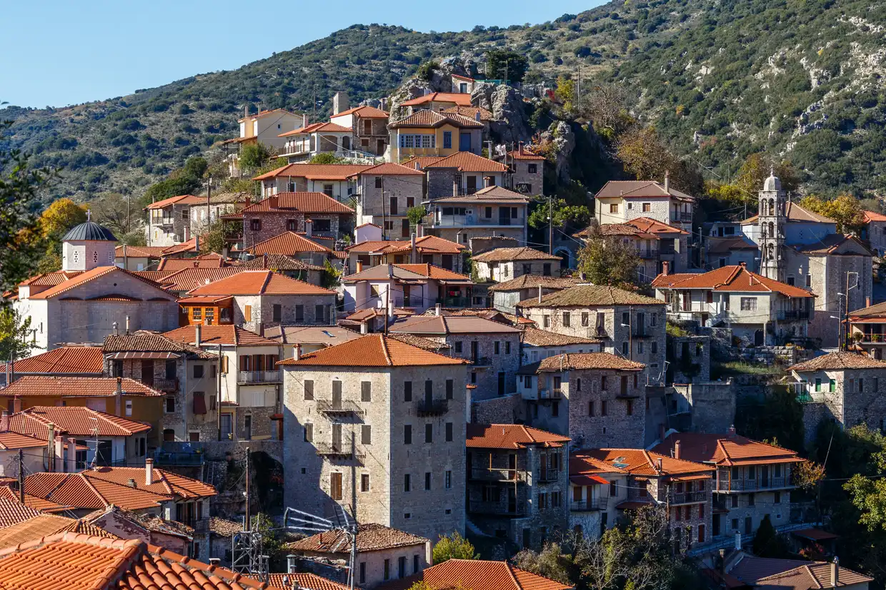 Aerial view of Dimitsana, Greece