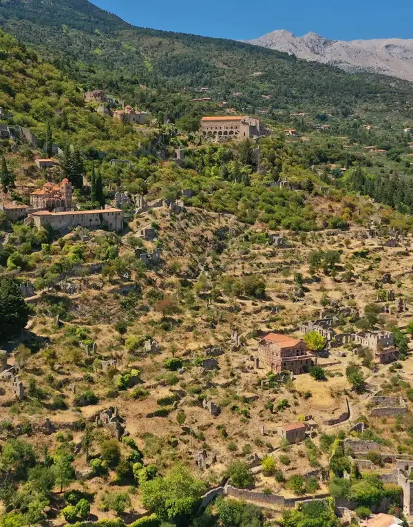 Aerial view of Mystras, Greece