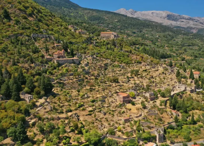 Aerial view of Mystras, Greece
