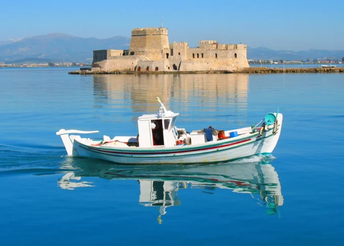 Traditional fishing boat in Nafplio, Greece