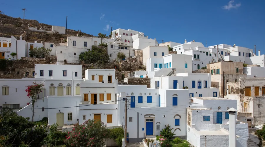 White buildings in Pyrgos, Tinos, Greece